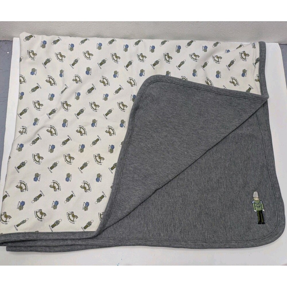 Gymboree Gray Holiday 2000 Tin Soldier Toys Horses & Blocks Blanket Vintage Y2K